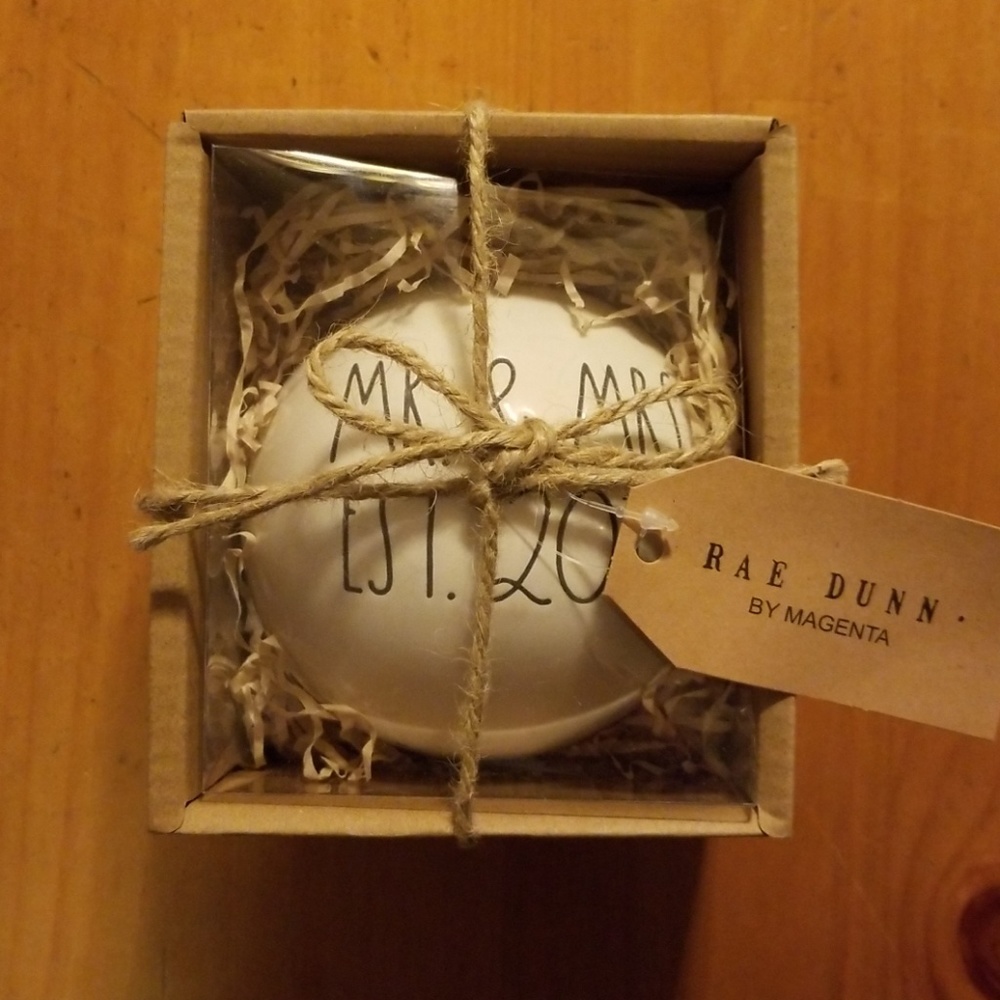 Rae Dunn "MR & MRS EST. 2018" Ceramic Ornament